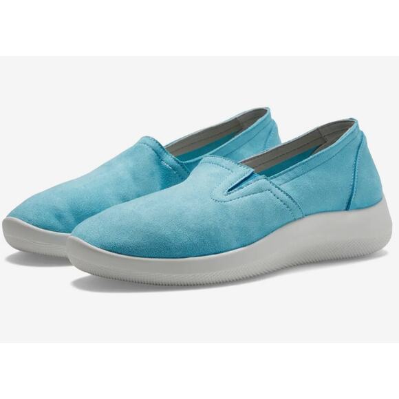 Arcopedico Banff turquoise blue white vegan suede slip-on sneaker 38 US7-7.5 NIB - Picture 1 of 7